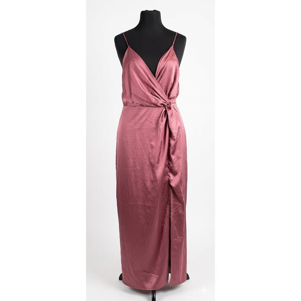 ASTR the Label Dusty Rose Satin Wrap Maxi Dress Size M